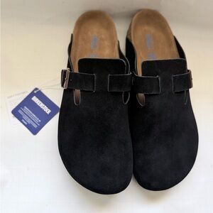 Birkenstock Black Suede Boston Clogs